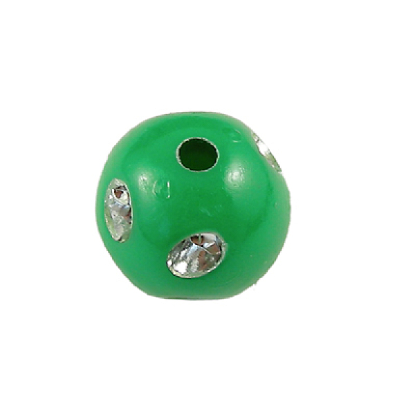 

PandaHall Opaque Acrylic Beads, Metal Enlaced, Round, Spring Green, 8mm, Hole: 2mm, about 2300pcs/500g Acrylic Round Green