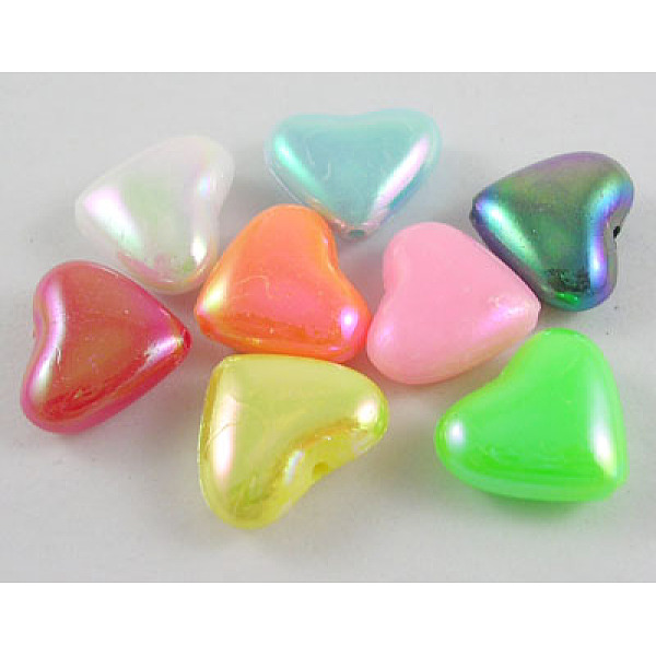 

PandaHall Opaque Acrylic Beads, AB Color, Heart, Mixed Color, Size: about 15mm wide, 12mm long, hole: 1mm, about 860pcs/500g Acrylic Heart..., Multicolor