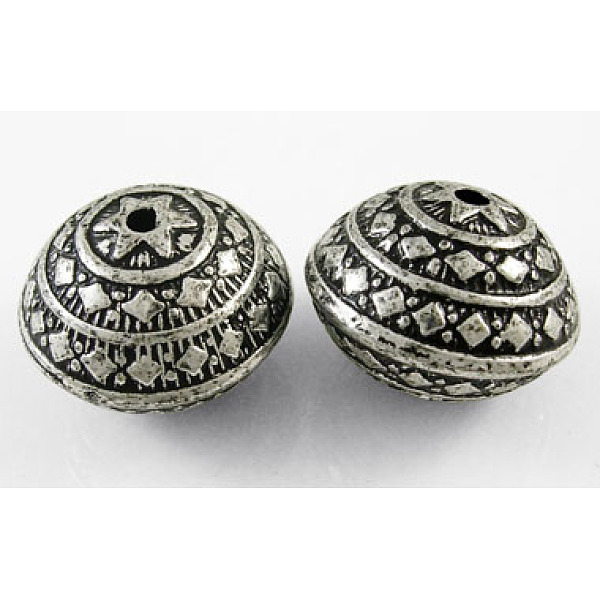 

PandaHall Antique Acrylic Beads, Rondelle, Antique Silver Plated Color, 21.5mm in diameter, 16mm thick, hole: 3mm, 140pcs/500g Acrylic...