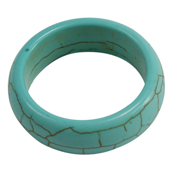 

PandaHall Synthetical Howlite Wide Band Ring, Turquoise, 17mm Howlite Green