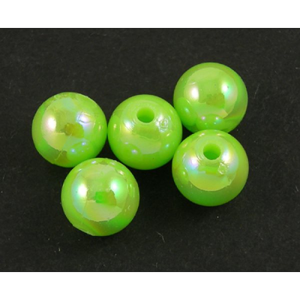 

PandaHall Eco-Friendly Poly Styrene Acrylic Beads, AB Color Plated, Round, Yellow Green, 10mm, Hole: 2mm, about 980pcs/500g Acrylic Round...