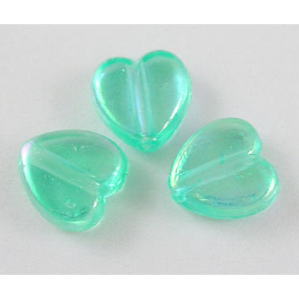 

PandaHall Transparent Acrylic Beads, Heart, Green, AB, Size: about 8mm wide, 3mm thick, hole: 1mm, about 2800pcs/500g Acrylic Heart Green