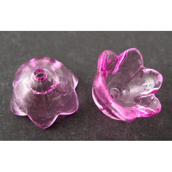

PandaHall Transparent Acrylic Beads, Flower, Dyed, Fuchsia, about 10mm wide, 6mm thick, hole:1.5mm, about1900pcs/500g Acrylic Pink