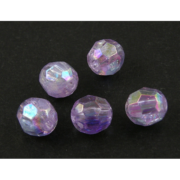 

PandaHall Eco-Friendly Transparent Acrylic Beads, Faceted, Round, AB Color, Violet, 6mm, Hole: 1mm, about 5000pcs/500g Acrylic Round Purple