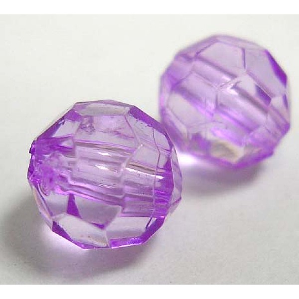 

PandaHall Transparent Acrylic Beads, Faceted Round, Purple, 8mm , hole: about 1.5mm, about 1800pcs/500g Acrylic Round Purple