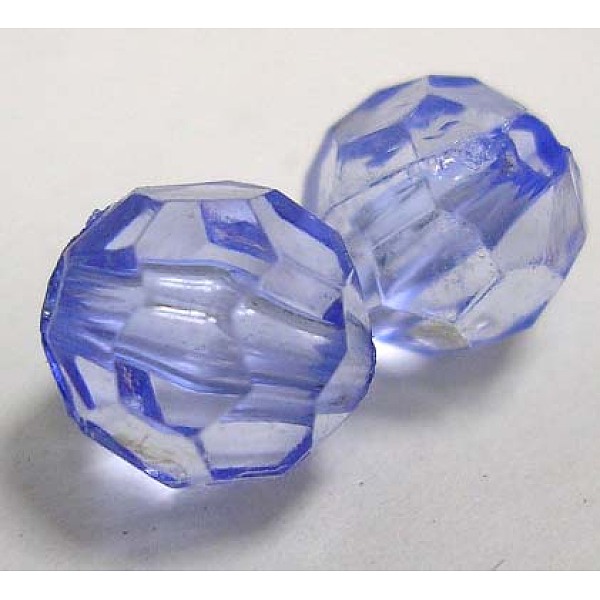 

PandaHall Transparent Acrylic Beads, Clear Faceted Round, Light Blue, 6mm, Hole: 1.5mm, about 4300pcs/500g Acrylic Round Blue