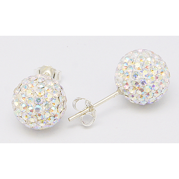 PandaHall Sexy Valentines Day Gifts for Her Sterling Silver Austrian Crystal Rhinestone Ball Stud Earrings, Crystal, about 6mm in diameter...