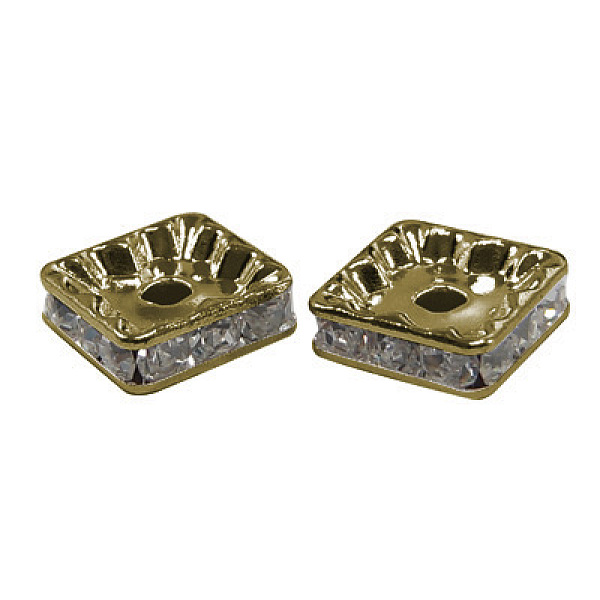 

PandaHall Brass Rhinestone Spacer Beads, Grade A, Nickel Free, Antique Bronze Metal Color, Square, Crystal, 6x6x3mm, Hole: 1mm..., Clear