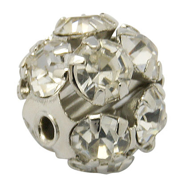 

PandaHall Brass Rhinestone Beads, with Iron Single Core, Grade A, Platinum Metal Color, Round, Crystal, 8mm in diameter, Hole: 1mm..., Clear