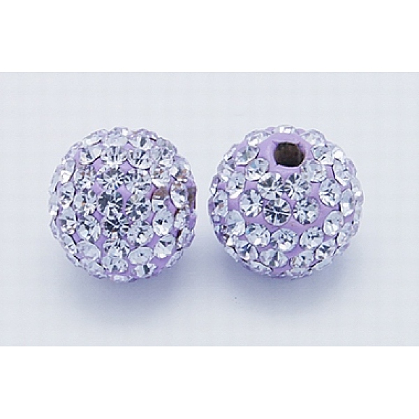 PandaHall Middle East Rhinestone Beads, Polymer Clay Inside, Round, Purple, 8mm, PP9(1.5.~1.6mm), Hole: 1mm Polymer Clay+Glass Rhinestone...