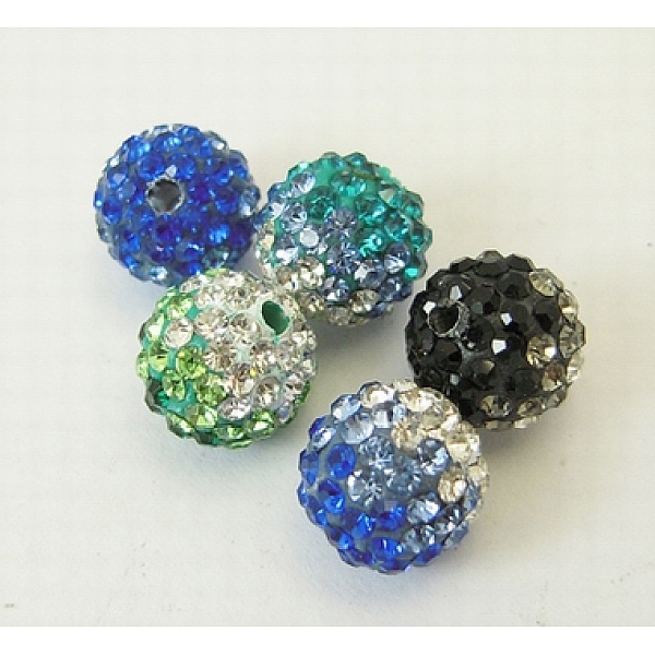 

PandaHall Mideast Rhinestone Beads, with Polymer Clay, Round Pave Disco Ball Beads, Mixed Color, Size: about 10mm in diameter, hole: 2mm...