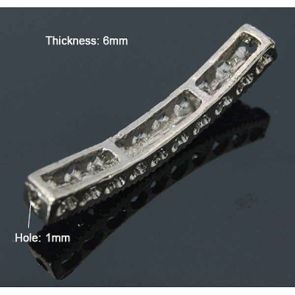 

PandaHall Zinc Alloy Rhinestone Beads, Platinum, 38~39x4.5x5mm, Hole: 2mm Alloy+Rhinestone Tube Clear