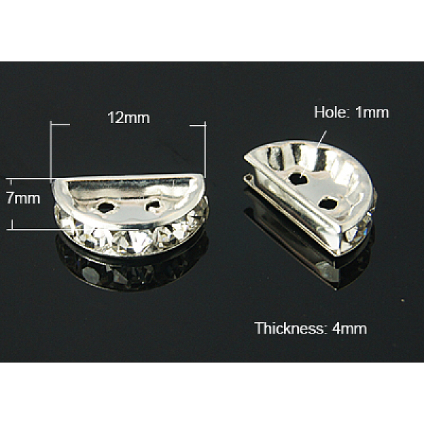

PandaHall Brass Rhinestone Bridge Spacers, Grade A, Platinum, 12x7x4mm, Hole: 1mm Brass+Rhinestone Hexagon Clear