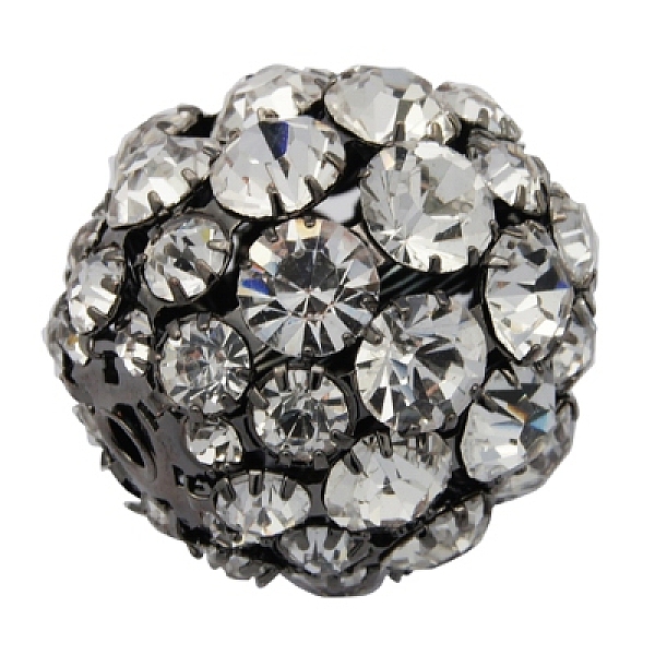 

PandaHall Brass Rhinestone Beads, Clear, Round, Gunmetal, Size: about 30mm in diameter, hole: 3mm. Brass+Rhinestone Round Clear