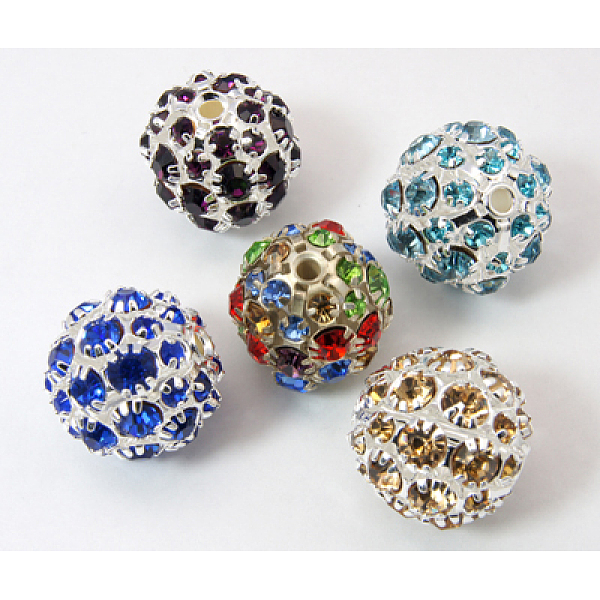 

PandaHall Brass Rhinestone Beads, Grade A, Round, Mixed Color, 20mm, Hole: 2.5mm Brass+Rhinestone Round Multicolor