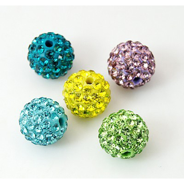 

PandaHall Pave Disco Ball Beads, Polymer Clay Rhinestone Beads, Grade A, Mixed Color, PP15(2.1~2.2mm), 14mm, Hole: 2mm Polymer Clay+Glass..., Multicolor