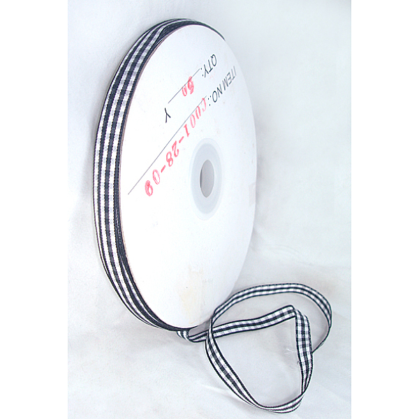 

PandaHall Double Face Gingham Ribbon Satin Ribbon, Polyester Ribbon, Black, 1/4 inch(7mm), 50 yards/roll(45.72/roll) Polyester Black