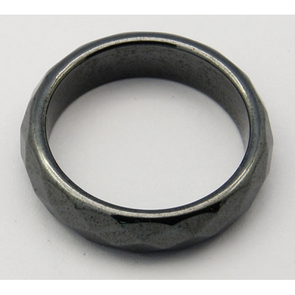 

PandaHall Non-Magnetic Synthetic Hematite Wide Band Rings, Faceted, Black, Size: about 6mm wide, 20mm inner diameter Non-magnetic Hematite...