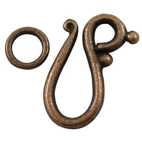 

PandaHall Tibetan Style Hook and Eye Clasps, Lead Free, Cadmium Free and Nickel Free, Red Copper Color, Hook: 12x20.5mm, Eye: 7.5mm, Hole...
