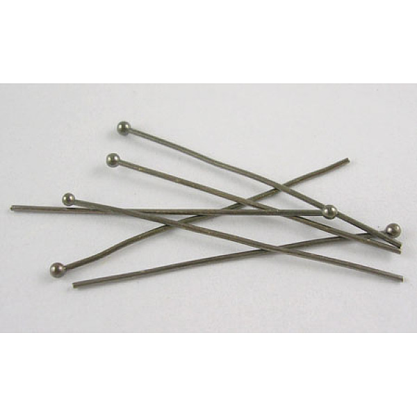 

PandaHall Brass Ball Head Pins, Gunmetal, Size: about 0.7mm thick(21 Gauge), 70mm long, Head: 2mm Brass