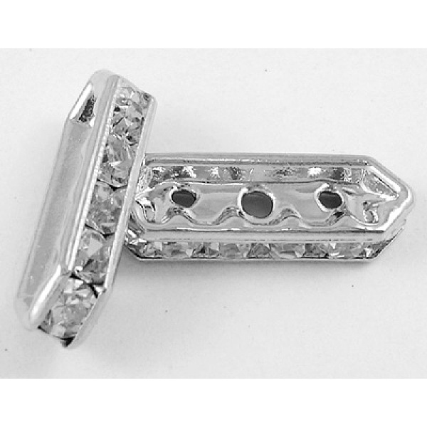 

PandaHall Middle East Rhinestone, 6 pcs Clear Rhinestone Beads, Brass, Platinum Color, Nickel Free, about 5mm wide, 16mm long, 3mm thick..., White