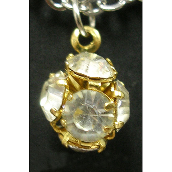 

PandaHall Alloy Rhinestone Pendants, Round, Golden Color, about 6mm in diameter, 9mm long, hole: about 0.8mm Alloy+Rhinestone Round Clear