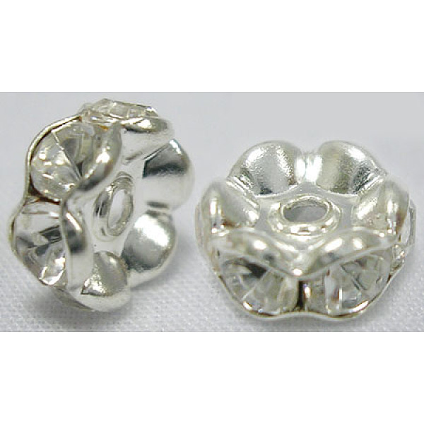 

PandaHall Brass Rhinestone Spacer Beads, Beads, Grade B, Clear, Silver Color Plated, Size: about 5mm in diameter, 2.5mm thick, hole: 1mm...