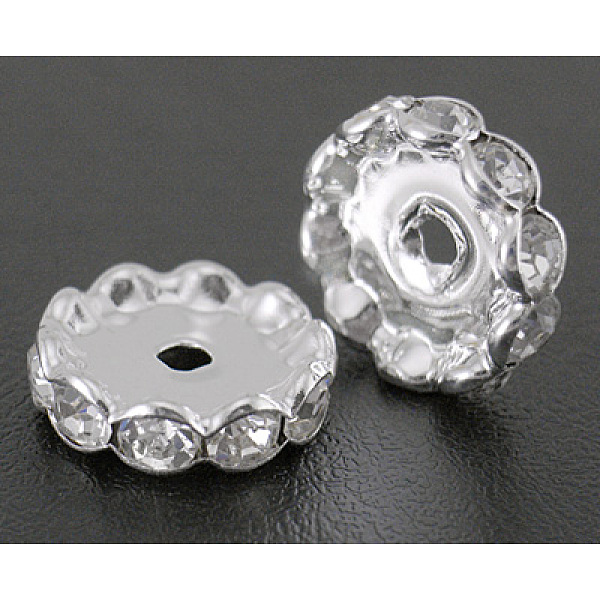

PandaHall Middle East Rhinestone Spacer Beads, Brass, Nickel Free, Clear and Silver Color Plated, about 17mm wide, 5mm thick, 2.5mm, hole...