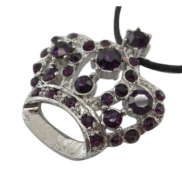 

PandaHall Rhinestone Pendants, Cadmium Free & Lead Free, with Alloy Findings, Crown, Platinum, Indigo, 31x29x10mm, Hole: 3mm..., Purple