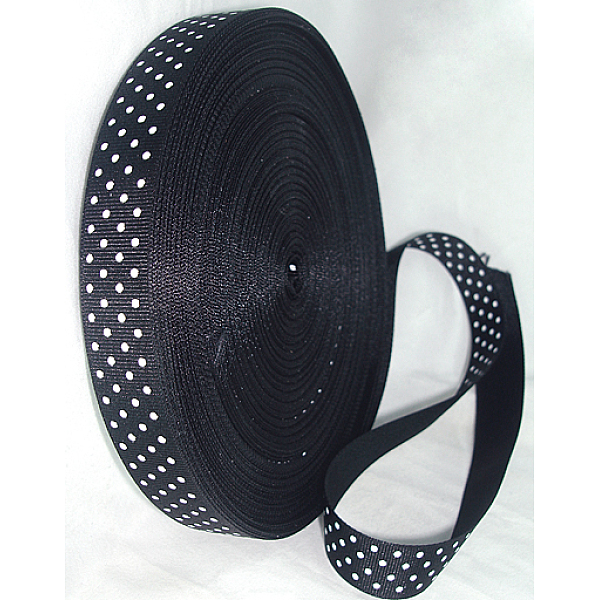 

PandaHall Polka Dot Ribbon Grosgrain Ribbon, Black, 5/8 inch(16mm), 50yards/roll(45.72m/roll) Polyester Black
