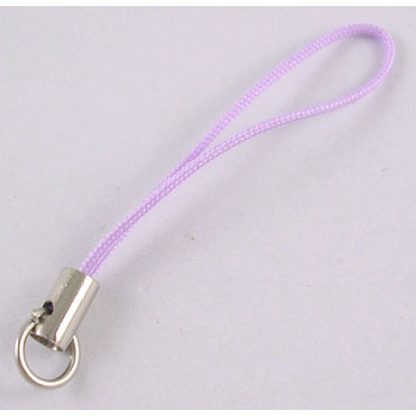 PandaHall Mobile Phone Strap, Colorful DIY Cell Phone Straps, Alloy Ends with Iron Rings, Violet, 6cm Nylon Purple