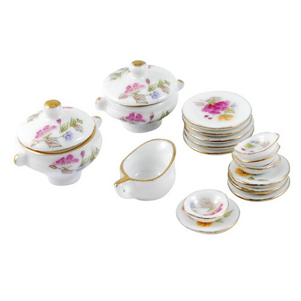 

PandaHall Porcelain Tea Set Decorations, Pearl Pink, Size: Saucer: about 18~22mm in diameter, 3mm thick, Teapot: about 12~27mm long, 25~32mm...