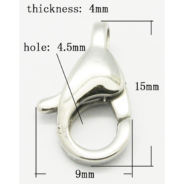 

PandaHall 304 Stainless Steel Lobster Claw Clasps, Grade A, Stainless Steel Color, 15x9mm 304 Stainless Steel Others