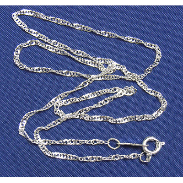 

PandaHall Small Water Wave Brass Chain, Silver Color Plated, Silver Color Plated, Chain:2mm, 17 inch Brass Silver