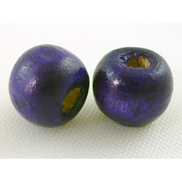 PandaHall Dyed Wood Beads, Round, Nice for Children's Day Gift Making, Lead Free, Purple, about 6~7mm wide, 5~6mm high, Hole: 1.5mm, about...