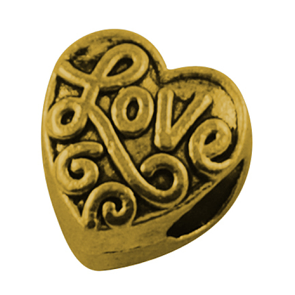

PandaHall Tibetan Style European Beads, Large Hole Beads, Lead Free, Heart, Antique Golden, 10x8mm, Hole: 5mm Alloy Heart