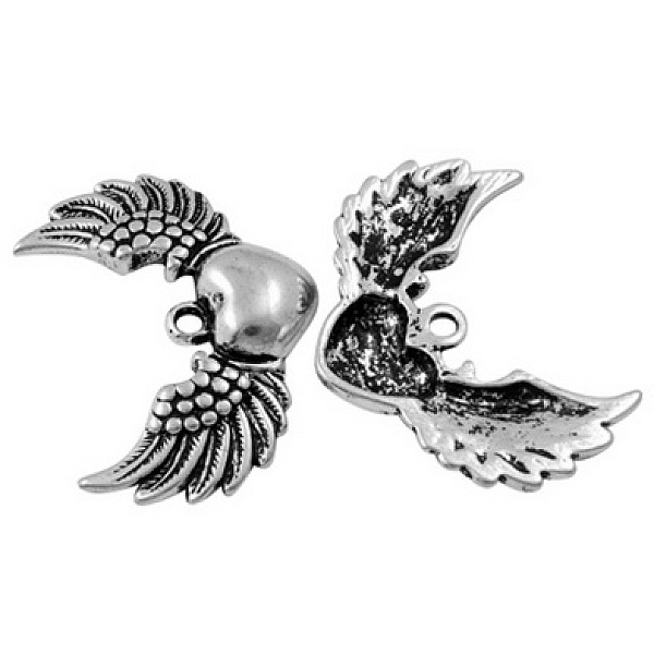 

PandaHall Tibetan Style Alloy Pendants, Lead Free and Cadmium Free, Antique Silver, Wing with Heart, 28.5x36.5x5mm, hole: 2.5mm, about...