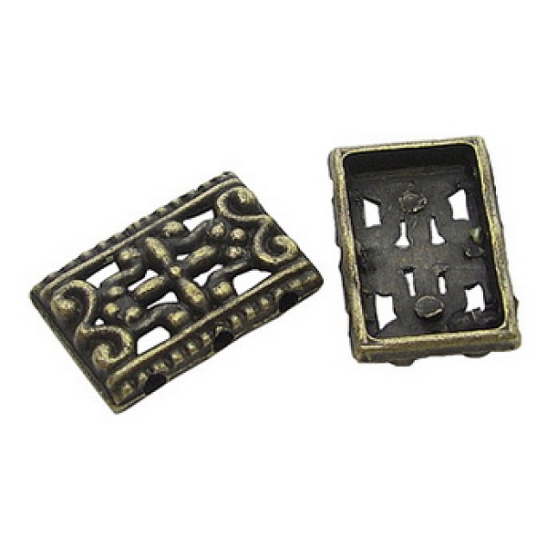 

PandaHall Alloy Multi-Strand Links, Tibetan Style, Cadmium Free & Lead Free, Rectangle, Antique Bronze Color, Size: 17x12x3mm, Hole: 1.5mm...