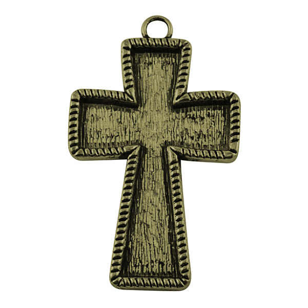 

PandaHall Tibetan Style Pendant Cabochon Enamel Settings, Cross, Lead Free & Cadmium Free, Antique Bronze, 70x43x4mm, Hole: 6mm Alloy Cross