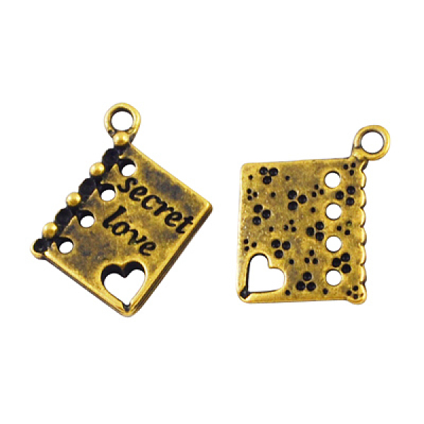 

PandaHall Alloy Pendants for Teachers' Day, Cadmium Free & Lead Free, Notebook, Antique Golden, 18.5x15x5mm, Hole: 3mm Alloy Rectangle