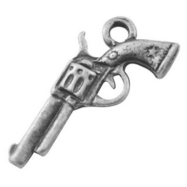 

PandaHall Zinc Alloy Gun Necklace Pendants, Revolver Pistol Charm, Lead Free and Cadmium Free, Antique Silver, 24x11x3mm, Hole: 2mm Alloy...