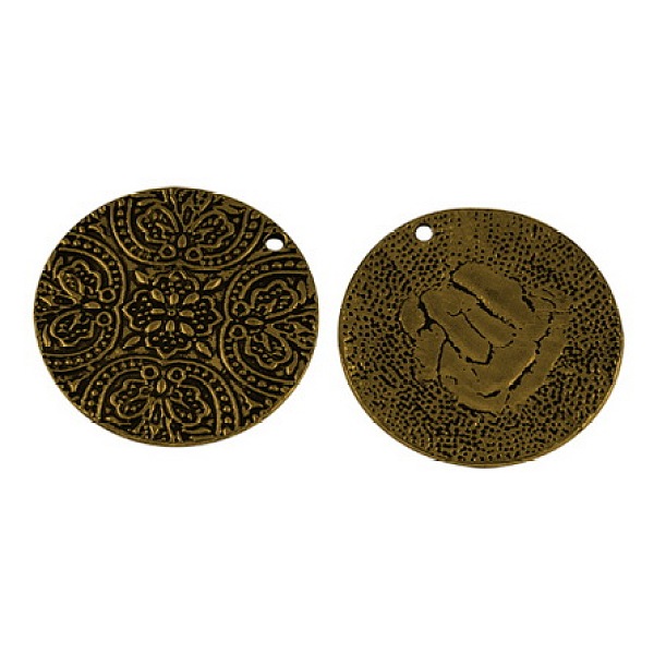 

PandaHall Tibetan Style Alloy Pendants, Cadmium Free & Nickel Free & Lead Free, Flat Round, Antique Golden, Size: about 40mm in diameter...
