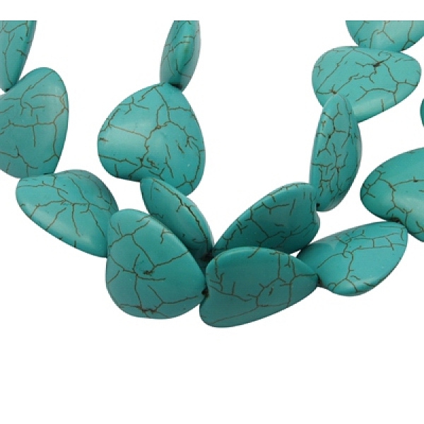 

PandaHall Synthetic Howlite Beads, Dyed, Heart, Turquoise, 17x18x8mm, Hole: 1mm, about 350pcs/kg Howlite Heart Green