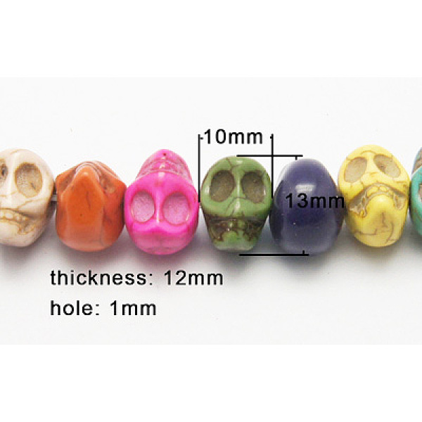 

PandaHall Synthetic Turquoise Beads Strands, Halloween, Skull, Colorful, Size: about 10mm wide, 13mm long, 12mm thick, 42pcs/strand, 15.5...