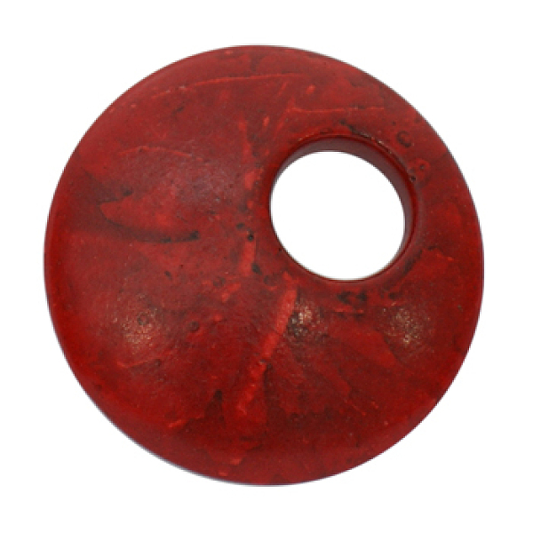 

PandaHall Synthetical Howlite Pendants, Dyed, Flat Round, Red, 44~45mm, Hole: 14mm, about 50pcs/1000g Howlite Flat Round Red