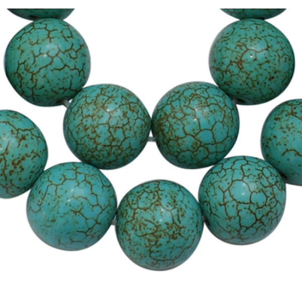 PandaHall Synthetical Howlite Beads, Dyed, Round, Turquoise, 14mm, Hole: 1mm, about 300pcs/1000g Howlite Round Green