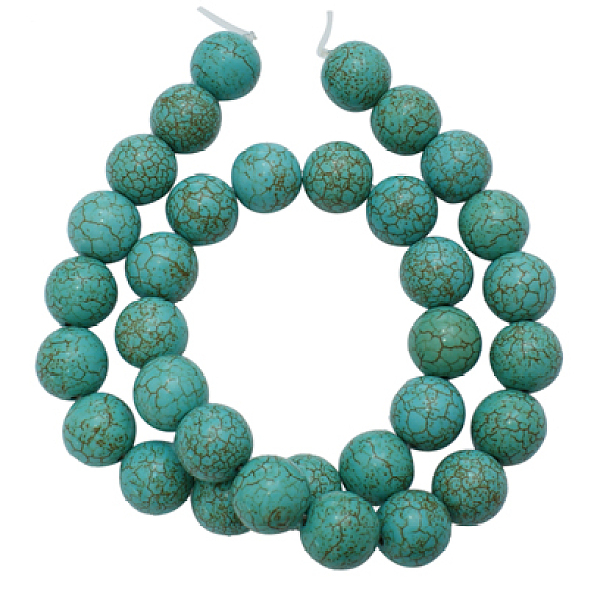 

PandaHall Synthetical Howlite Beads, Dyed, Round, Turquoise, 14mm, Hole: 1mm, about 300pcs/1000g Howlite Round Green
