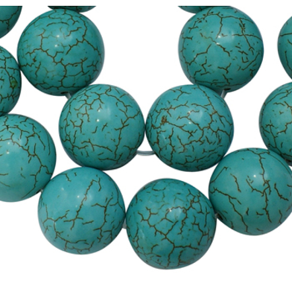 

PandaHall Synthetical Howlite Beads, Dyed, Round, Turquoise, 20mm, Hole: 1.5mm, about 100pcs/1000g Howlite Round Green