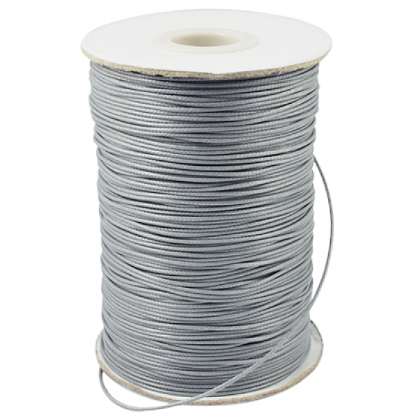

PandaHall Waxed Polyester Cord, Bead Cord, Light Grey, 0.5mm, about 169.51~174.98 Yards(155~160m)/Roll Waxed Polyester Cord Round Gray