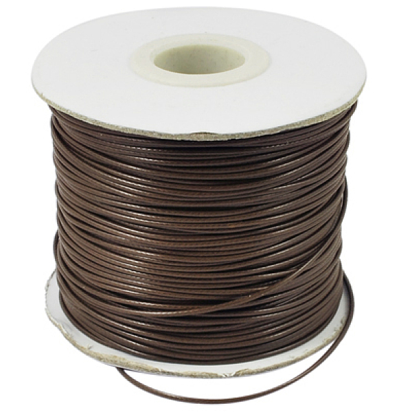 

PandaHall Waxed Polyester Cord, Bead Cord, Saddle Brown, 0.5mm, about 169.51~174.98 Yards(155~160m)/Roll Waxed Polyester Cord Round